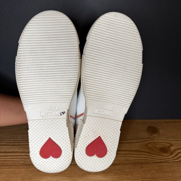 Love Moschino White Pink Colorblock Heart Casual Dress Sneakers Womens 40 - Picture 6 of 12